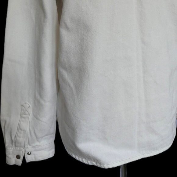 Mavi Gold Women's Long White Denim Shacket Jacket USA Size L - Picture 7 of 11